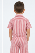 Veylora Boys Pink Striped Co-Ord Set | Half Sleeve Shirt & Shorts Summer Outfit - Image 4