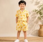 Boys Yellow Sunflower Printed Co-Ord Set | Half Sleeve Shirt & Matching Shorts - Image 2