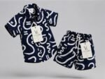 Boys Navy Blue Abstract Printed Co-Ord Set | Half Sleeve Shirt & Matching Shorts - Image 4