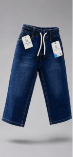 Boys Premium Drawstring Denim Jeans | Elastic Waist Straight Fit Casual Jeans