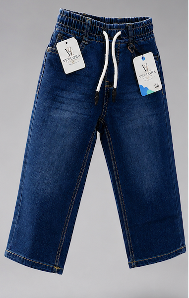 Boys Premium Drawstring Denim Jeans | Elastic Waist Straight Fit Casual Jeans