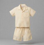 Veylora Boys Off White Linen Co-Ord Set | Half Sleeve Shirt & Shorts Outfit - Image 4