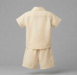 Veylora Boys Off White Linen Co-Ord Set | Half Sleeve Shirt & Shorts Outfit - Image 6