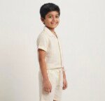 Veylora Boys Off White Linen Co-Ord Set | Half Sleeve Shirt & Shorts Outfit - Image 2