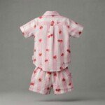 Veylora Girls Cherry Heart Pink Co-Ord Set | Half Shirt & Shorts Outfit - Image 5
