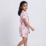 Veylora Girls Cherry Heart Pink Co-Ord Set | Half Shirt & Shorts Outfit - Image 2