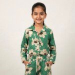 Veylora Girls Green Floral Co-Ord Set | Half Sleeve Shirt & Shorts Outfit - Image 4
