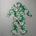 Veylora Girls Green Floral Co-Ord Set | Half Sleeve Shirt & Shorts Outfit