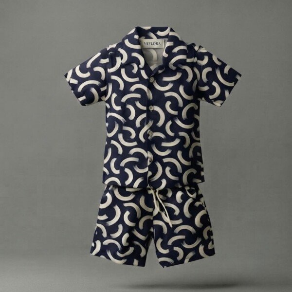 Veylora Boys Big Blue Cut Co-Ord Set | Half Shirt & Shorts Outfit
