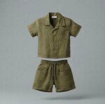 Veylora Boys Green Co-Ord Set | Half Shirt & Shorts Casual Summer Outfit