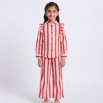 Veylora Girls Red Frill Co-Ord Set | Full Sleeve Shirt & Pants Outfit - Image 2
