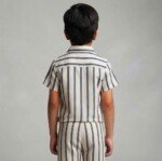 Veylora Boys White Blue Line Co-Ord Set | Half Shirt & Full Pants - Image 6