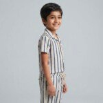 Veylora Boys White Blue Line Co-Ord Set | Half Shirt & Full Pants - Image 5