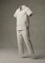Veylora Boys White Line Co-Ord Set | Half Shirt & Full Pants Outfit - Image 2