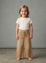 Veylora Girls Beige Wide Leg Jeans | Premium Comfortable Casual Everyday Wear Kids - Image 3
