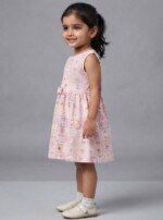Veylora Girls Pink Back Button Frock | Soft Comfortable Casual Party Everyday Wear - Image 5