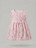 Veylora Girls Pink Back Button Frock | Soft Comfortable Casual Party Everyday Wear
