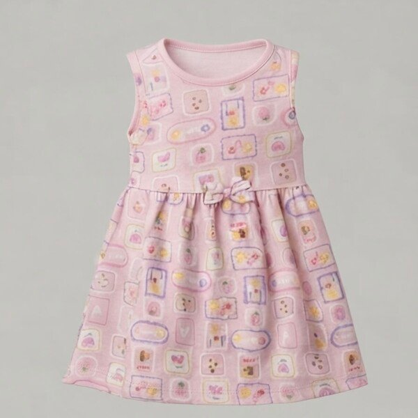 Veylora Girls Pink Back Button Frock | Soft Comfortable Casual Party Everyday Wear