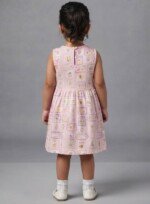 Veylora Girls Pink Back Button Frock | Soft Comfortable Casual Party Everyday Wear - Image 6