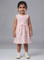 Veylora Girls Pink Back Button Frock | Soft Comfortable Casual Party Everyday Wear - Image 4