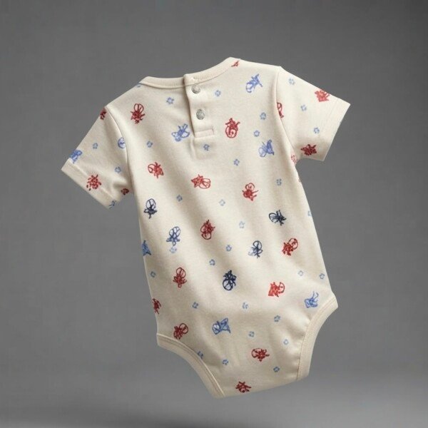 Veylora White Printed Unisex Romper | Soft Cotton Comfortable Everyday Baby Wear Outfit
