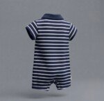 Veylora White Blue Stripe Unisex Romper | Soft Cotton Comfortable Everyday Baby Wear Outfit - Image 2