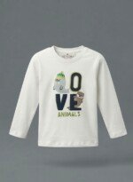 Veylora Love Animal Boys White T-Shirt | Soft Cotton Casual Everyday Wear Kids