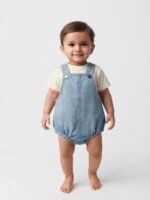 Veylora Blue Denim Unisex Romper | Soft Comfortable Casual Everyday Baby Wear Outfit - Image 3