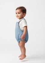 Veylora Blue Denim Unisex Romper | Soft Comfortable Casual Everyday Baby Wear Outfit - Image 4