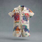 Veylora Off White Multidesign Unisex Co-Ord Set | Soft Comfortable Everyday Kids Wear