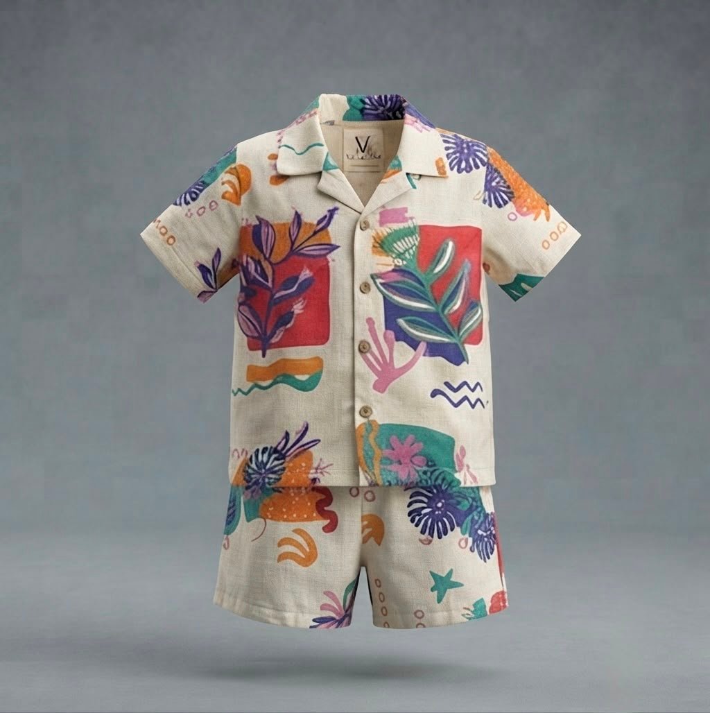 WhatsApp Image 2026-07-10 at 11.21.24 (2) Veylora Off White Multidesign Unisex Co-Ord Set | Soft Comfortable Everyday Kids Wear - Image 1
