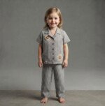 Veylora Girls Grey Two White Flowers Dress | Soft Stylish Casual Everyday Wear Kids