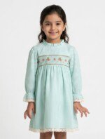 Veylora Minty Green Strawberry Print Frock for Girls | Soft Cotton Casual Dress - Image 3