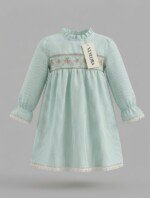 Veylora Minty Green Strawberry Print Frock for Girls | Soft Cotton Casual Dress