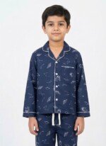 Veylora Solar Planet Night Suit for Boys Dark Blue | Soft Cotton Kids Sleepwear Set - Image 4